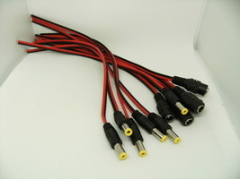 12V DC Power Cable Terminal 5.5 x 2.1mm 5 Male + 5 Female Plug Set Kit Pack Lot - £10.03 GBP