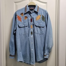 Champa Studio Italian Designed Denim Shirt Shacket Embroidered Fall Them... - $21.77