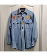 Champa Studio Italian Designed Denim Shirt Shacket Embroidered Fall Them... - $29.77 CAD