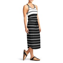 ATHLETA Cressida Women&#39;s M Black White Stripe Sleeveless Maxi Dress Buil... - £26.68 GBP