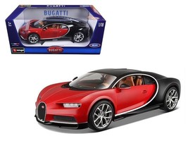 2016 Bugatti Chiron Red with Black 1/18 Diecast Model Car by Bburago - £60.72 GBP