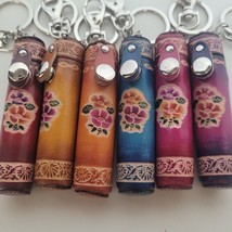 Toothpick Holder Key Chain Leather Handmade Case Container Flower Charm ... - $257.52 MXN