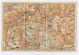 1912 Original Antique Map Of Vicinity Of Boeverdal Boverdal Jotunheimen / Norway - £16.87 GBP