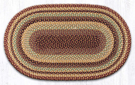 Earth Rugs C-357 Burgundy Gray Cream Oval Braided Rug 27&quot; x 45&quot; - £55.55 GBP