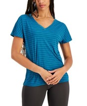 allbrand365 designer Womens Activewear Shadow-Stripe T-Shirt,Zen Teal Si... - $21.29