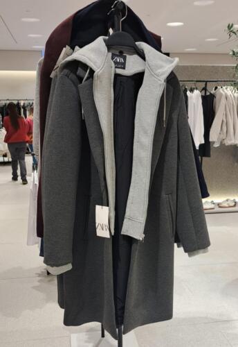 Zara Bnwt 2025. Grey Contrast Hooded Coat. and 49 similar items