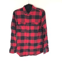 Burnside Mens Button Down Plaid Long Sleeve Pockets Flannel Shirt Red S - £9.87 GBP