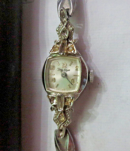 Vintage Ladies Lady Elgin Wristwatch Manual Winding Diamonds Accents - $13.99