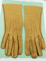 Vintage Women&#39;s leather Gloves Prime Quality mustard  brown Size 6 3/4 - $13.86