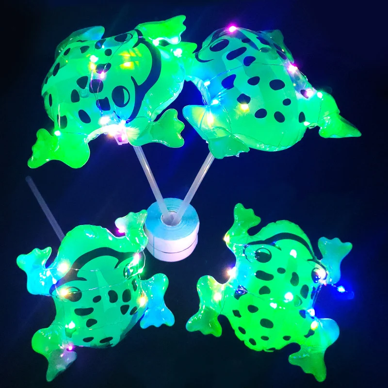 Children&#39;s Inflatable Toys Cartoon Cute Frog Balloon Light-emitting Bouncy Frog - £6.08 GBP