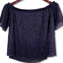 Lush Blue Sparkly Metallic Off Shoulder Top Small - £9.23 GBP