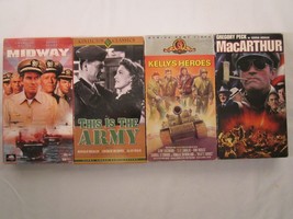 Lot of 4 VHS Classic ARMY Movies MIDWAY MacArthur KELLY&#39;S HEROES etc [10E3] - £9.09 GBP