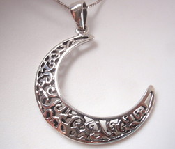 Filigree Crescent Moon 925 Sterling Silver Pendant - £11.97 GBP