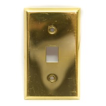 Brass Plated Phone Cable Wall Plate Telephone Cover Vintage - $5.92