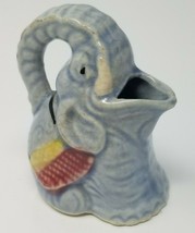 Figurine Elephant Gray Happy Open Mouth  Hand Painted Japanese Ceramic V... - £11.12 GBP