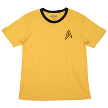 Star Trek Captain Kirk Badge T-Shirt Yellow - £27.63 GBP+