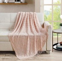 BOURINA Throw Blanket Textured Solid Soft Sofa Couch Knitted Decorative ... - £11.70 GBP
