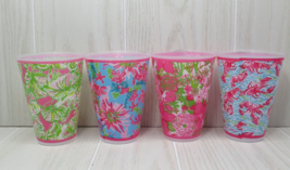 Lilly Pulitzer plastic pool cup Lot set of 4 floral lobsters coral - £10.11 GBP