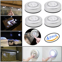 4 Pcs 3 Led Touch Push On/Off Light Self-Stick On Click Battery Operated Lights - £13.93 GBP