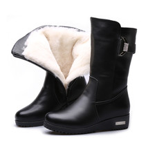 New Classic Rhinestone Top Cowhide Inside One Boots Warm Shoes Middle Tube Snow  - £92.95 GBP
