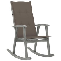 Rocking Chair with Cushions Gray Solid Acacia Wood - $280.99