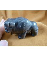 (Y-BUF-741) Silver obsidian BUFFALO ranch bison gemstone figurine gem st... - $454.76 MXN
