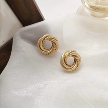 18K Gold Plated Twist Hoop Earrings for Women - £7.86 GBP