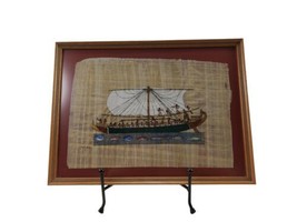 Egyptian Papyrus Art Work The Sailing Boat of Pharaoh By Afaf Muhammad F... - $24.70
