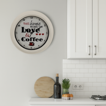11" Round Wall Clock Quartz Movement Coffee Theme Ivory Plastic - $13.85