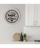 11" Round Wall Clock Quartz Movement Coffee Theme Ivory Plastic - $13.85