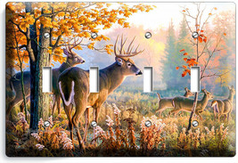 Whitetail Deer Buck Autumn Forest 4GANG Light Switch Wall Plate Cabin Room Decor - $18.59