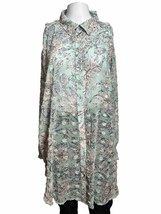 Cupio NWOT Women’s XL Floral Top Mint Green Buttons Shirt Textured Flowers - PD - £12.93 GBP