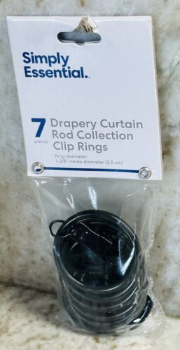 Primary image for Simply Essential 7 Drapery Curtain Rod Collection Clip Rings-Ring Dia 1-3/8”