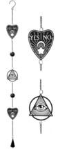 Ouija Planchette Eye Of Providence Metal Wall Hanging Mobile Wind Chime W/ Beads - £20.72 GBP