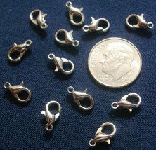 12 White gold plated steel necklace lobster claw jewelry clasps 10mm fpc061 - £1.51 GBP