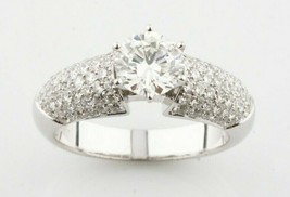 18k or Blanc Diamant Soltiaire Bague W/Pierre Accents Tdw = 2.37 CT Taille 7 - £4,878.05 GBP
