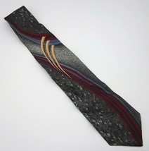 Croft &amp; Barrow Tie Mens Necktie Silk Geometric Pattern Burgandy Blue Gray NWT - £13.42 GBP