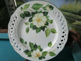 Brunelli Italy Pottery Tray Floral Lattice Gardenia Platter - £31.13 GBP