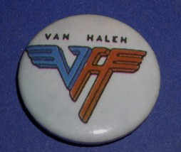 Van Halen Pinback Button Vintage 1980&#39;s Logo Eddie Van Halen David Lee Roth - £11.77 GBP