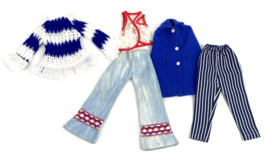 Vintage Barbie Clone Doll Clothes Lot Mod Lace Knit Denim Ribbon Stripe Cape - $37.00