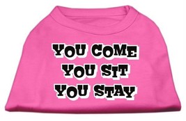 MDBPK Bright Pink Dog Shirt Size M (12) - You Come, You Sit, You Stay  - £18.56 GBP