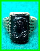 Unique Antique Lava Stone 14k Solid Gold Cameo-Style Ring Sized 6.5  - £257.13 GBP