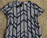 Alfani Short Sleeve Crewneck T-Shirt ESS TEE Blue geometric Size Medium New - $14.95