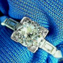 Earth mined Diamond Deco Engagement Ring 0.52 carat Antique Platinum Solitaire 4 - $4,913.68 CAD
