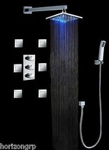 Luxury Shower Set w/ 10&quot; LED Shower Head Thermostatic 6 Massage Spray Body Wall - £492.37 GBP