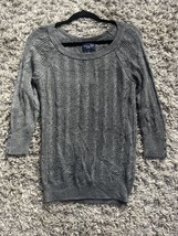 AMERICAN EAGLE Womens Gray Pullover Knit Sweater ~ 3/4 Sleeves ~ Juniors... - £9.16 GBP