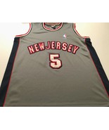 New Jersey Nets Jason Kidd #5 NBA Majestic Misty Gray Red Vintage Jersey... - $69.29