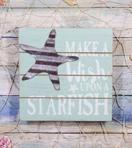 Ebros Nautical Marine Teal Make A Wish Upon A Starfish Wooden Wall Decor - €18,93 EUR