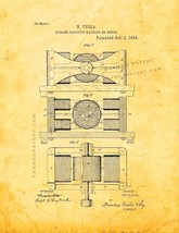 Tesla Dynamo-Electric Motor Patent Print - Golden Look - $7.95+