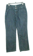 EARL JEAN JEANS SIZE 8 DARK BLUE STRAIGHT LEG FLAT FRONT BUTTONED BACK P... - $11.26